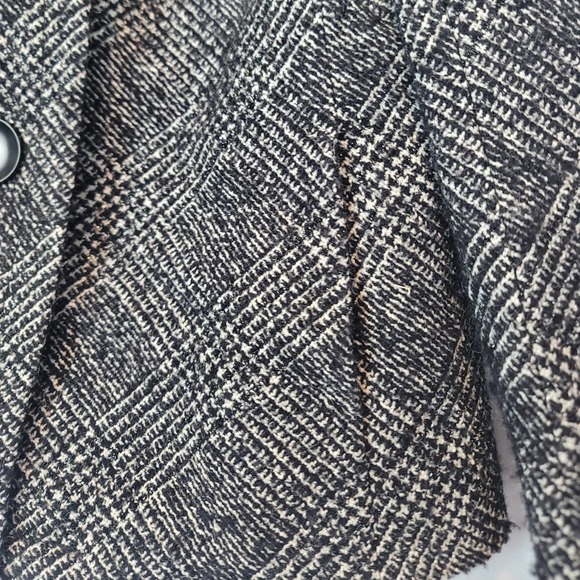 Talbots Womens Black White Wool Blend Tweed Lined Coat Jacket #231 - Picture 3 of 9
